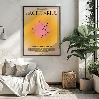 This Sagittarius zodiac sign poster captures the adventurous and free-spirited essence of those bor… for living room