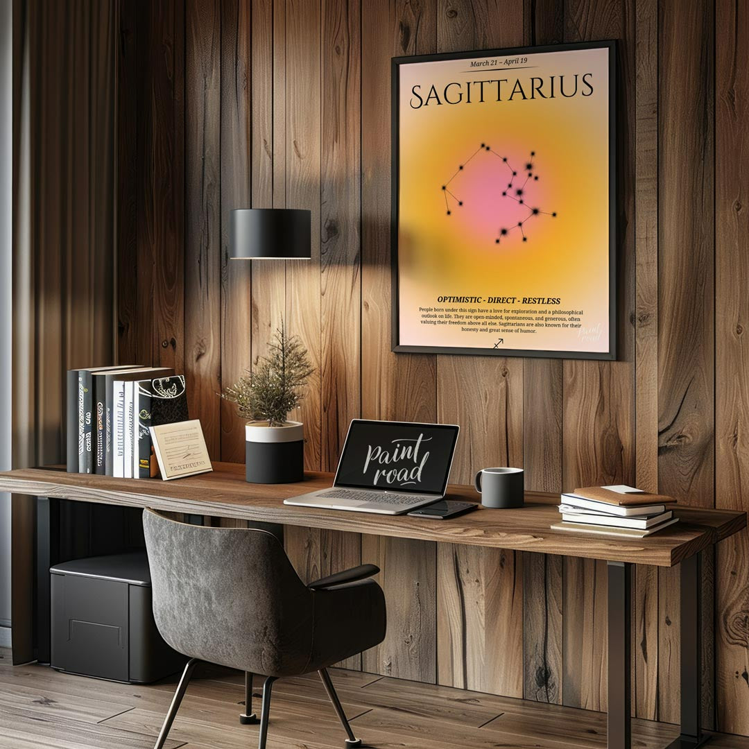 This Sagittarius zodiac sign poster captures the adventurous and free-spirited essence of those bor… for office