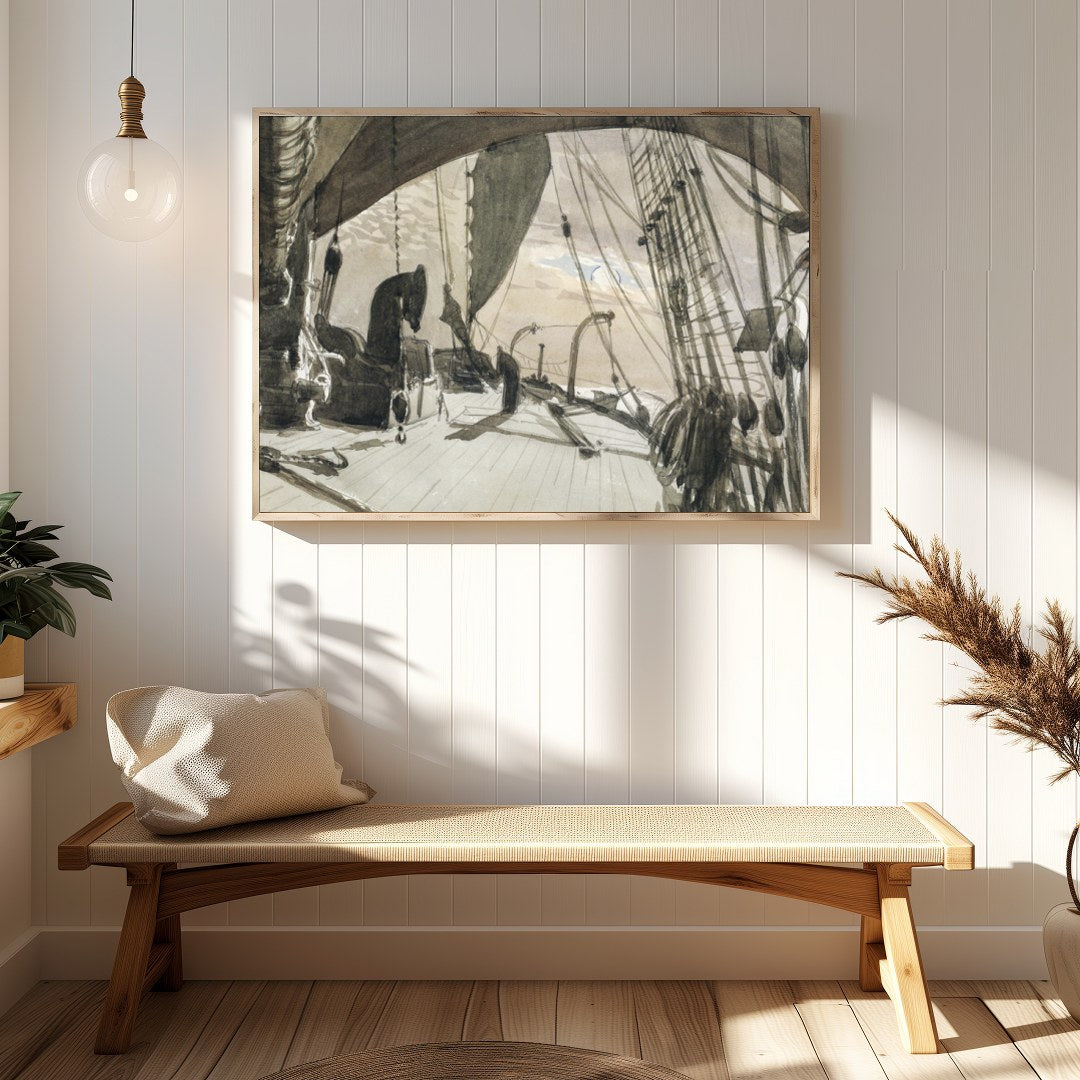 Capture the timeless beauty of maritime adventure with this detailed nautical sketch. The sepia for Hallway