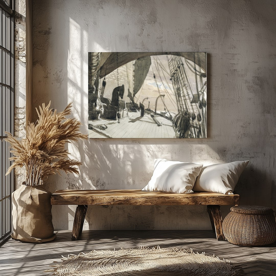 Capture the timeless beauty of maritime adventure with this detailed nautical sketch. The sepia for Veranda