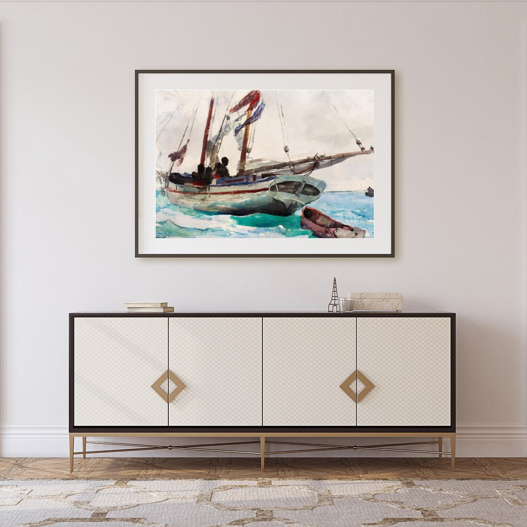 Immerse yourself in the tranquil beauty of oceanic exploration with this exquisite watercolor for Foyer