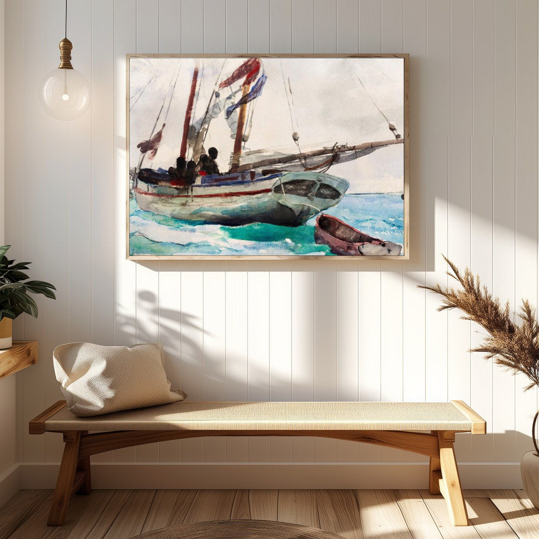 Immerse yourself in the tranquil beauty of oceanic exploration with this exquisite watercolor for Hallway