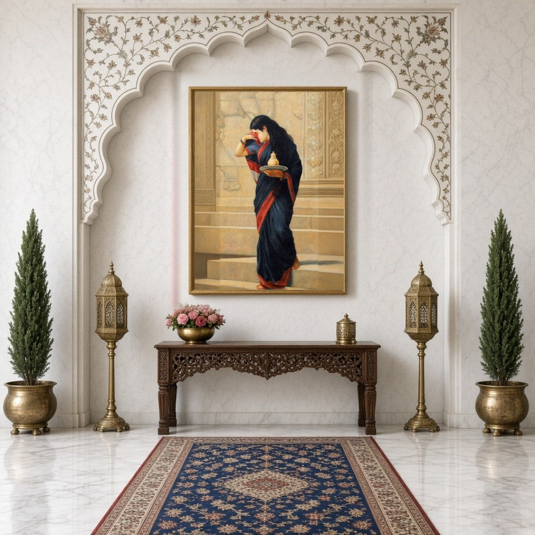Immerse yourself in the captivating world of Indian mythology with this stunning art print of for Hallway