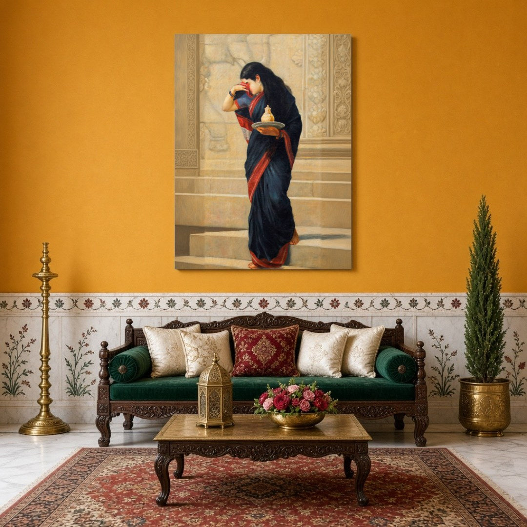 Immerse yourself in the captivating world of Indian mythology with this stunning art print of for Sitting Area