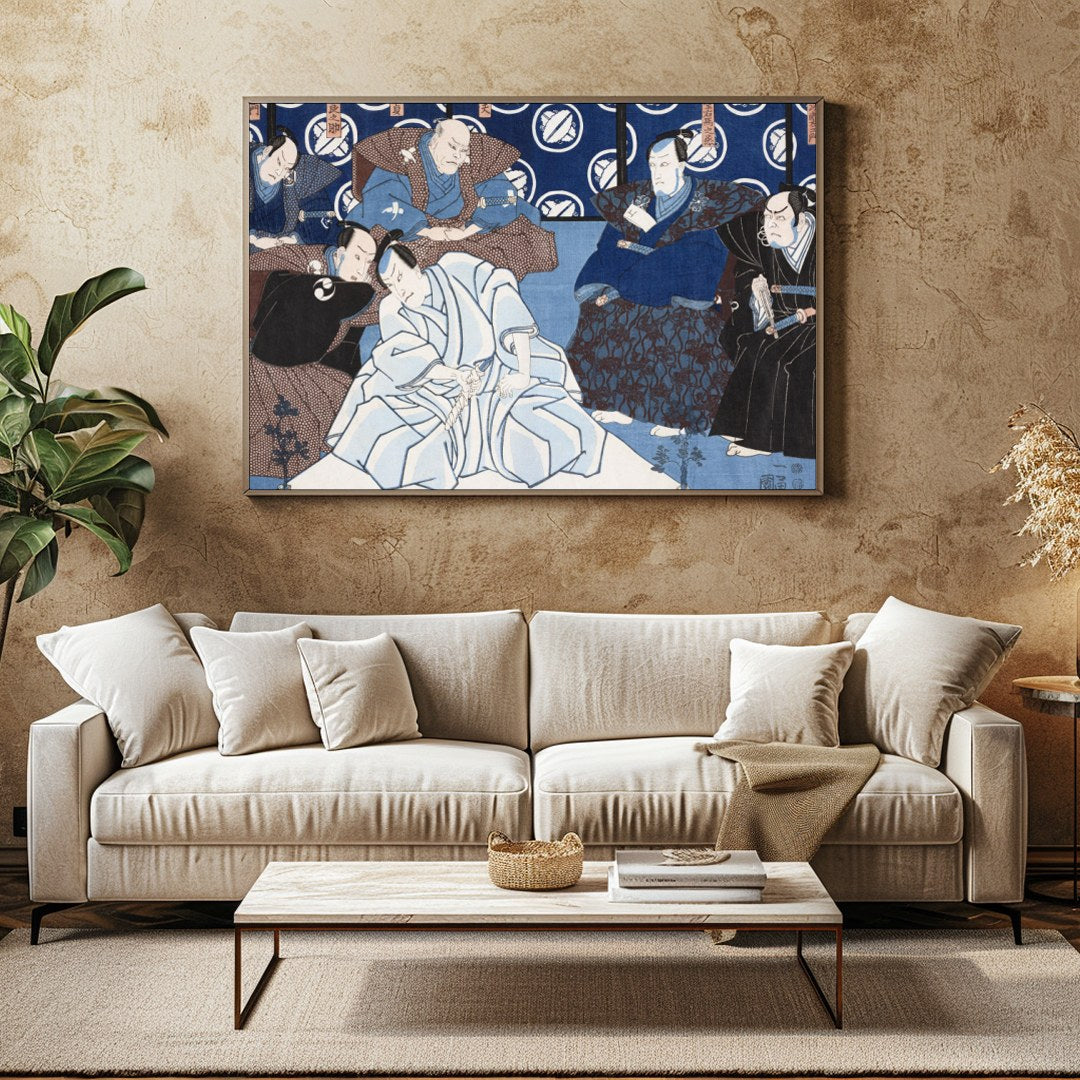 Immerse yourself in the serene elegance of this traditional Japanese ukiyo-e print. Featuring a for Family Room