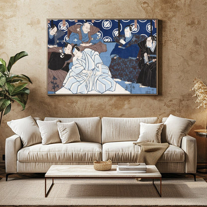 Immerse yourself in the serene elegance of this traditional Japanese ukiyo-e print. Featuring a for Family Room