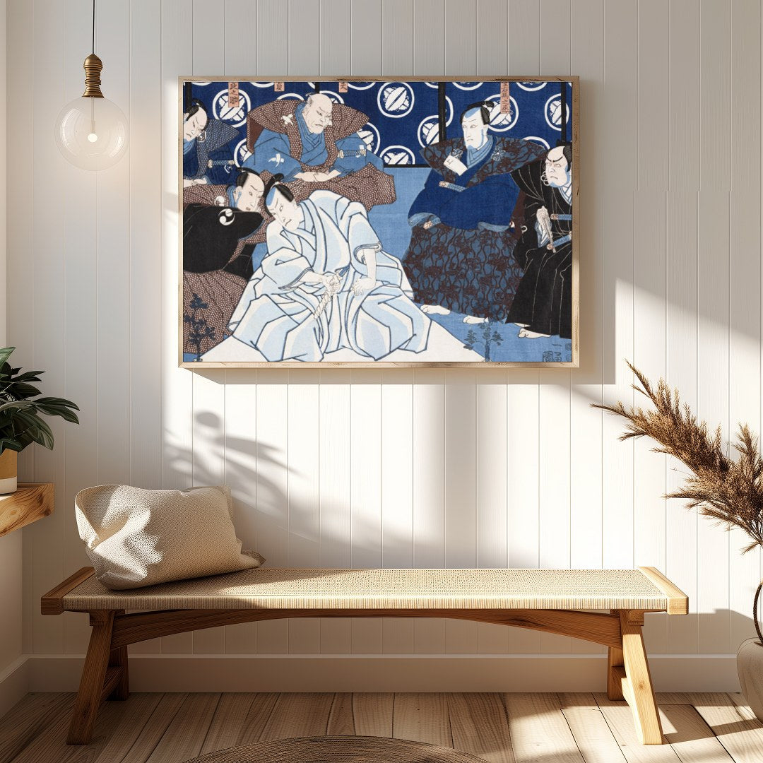 Immerse yourself in the serene elegance of this traditional Japanese ukiyo-e print. Featuring a for Hallway
