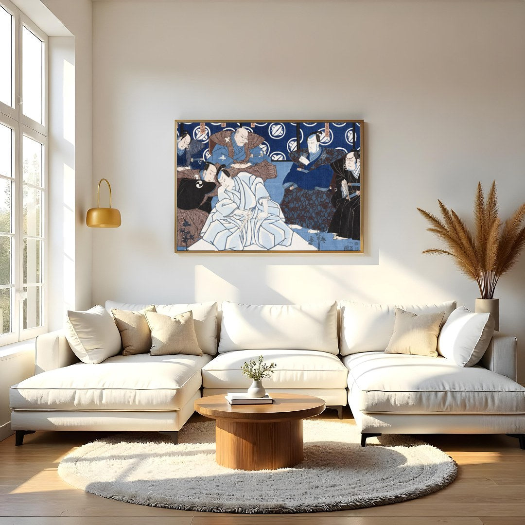 Immerse yourself in the serene elegance of this traditional Japanese ukiyo-e print. Featuring a for Living Room