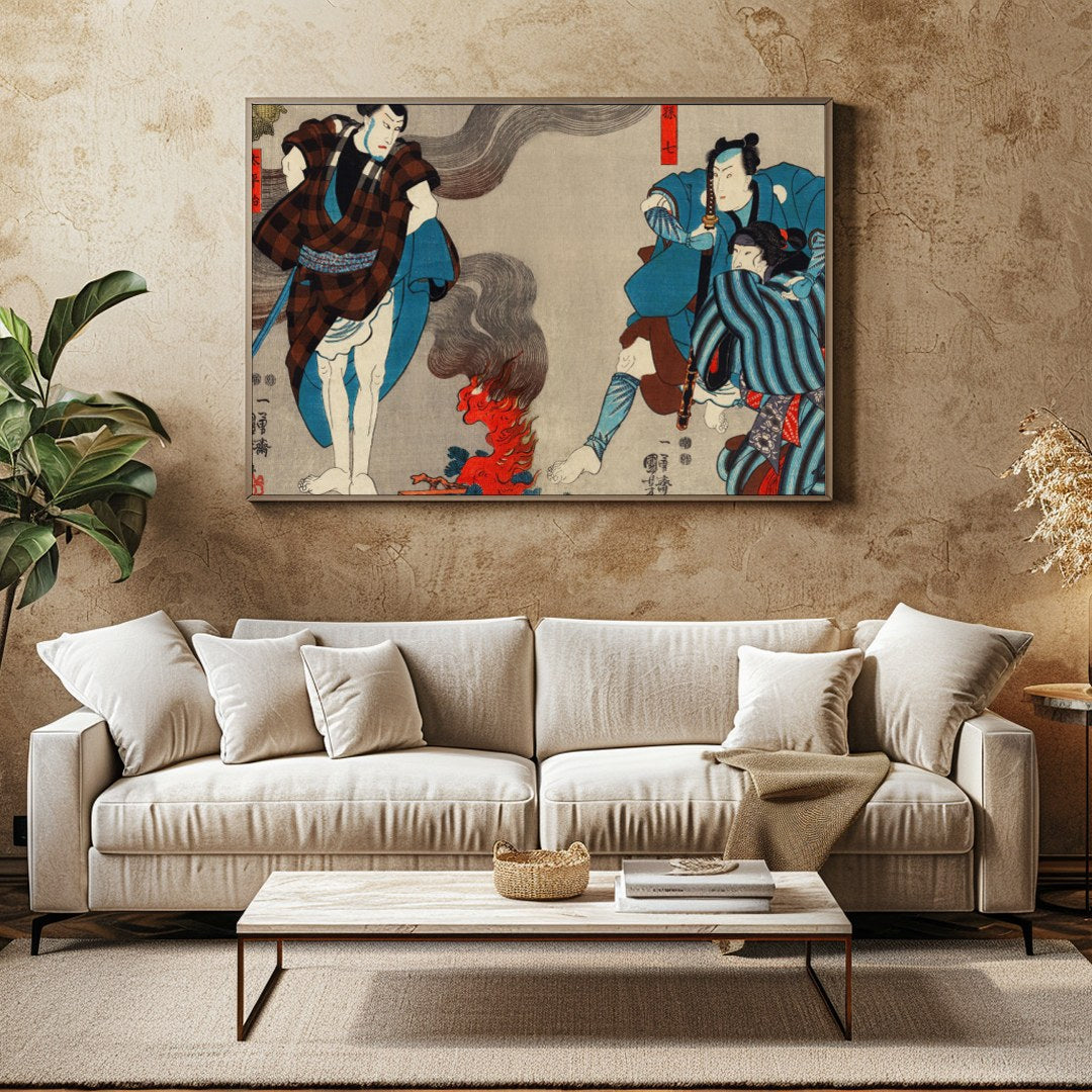 Experience the power of historical samurai culture with this captivating Ukiyo-e art piece. for Family Room