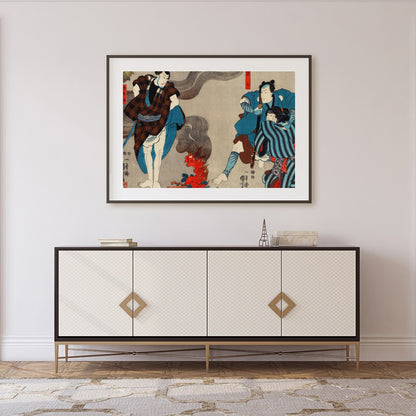 Experience the power of historical samurai culture with this captivating Ukiyo-e art piece. for Foyer