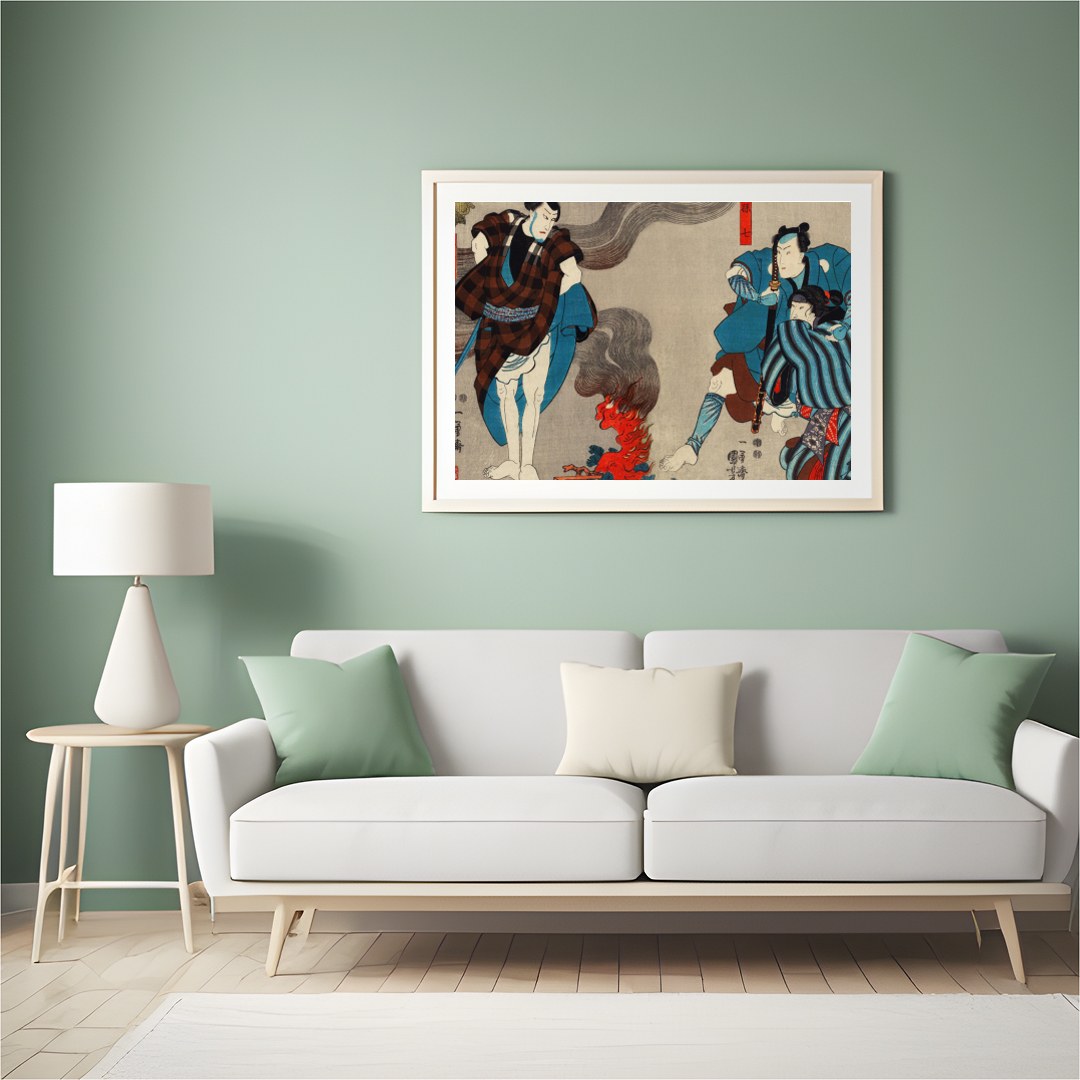 Experience the power of historical samurai culture with this captivating Ukiyo-e art piece. for Hall