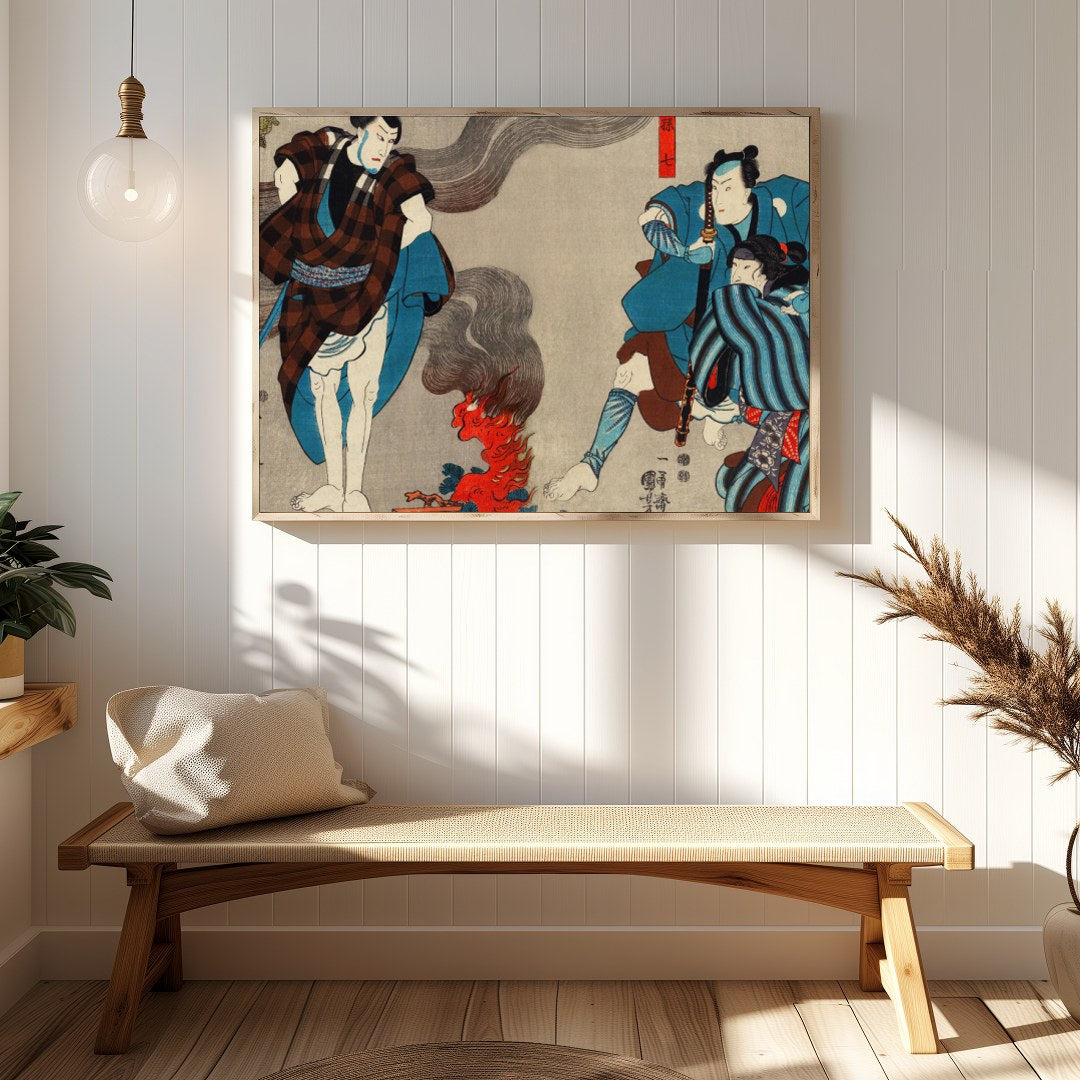Experience the power of historical samurai culture with this captivating Ukiyo-e art piece. for Hallway