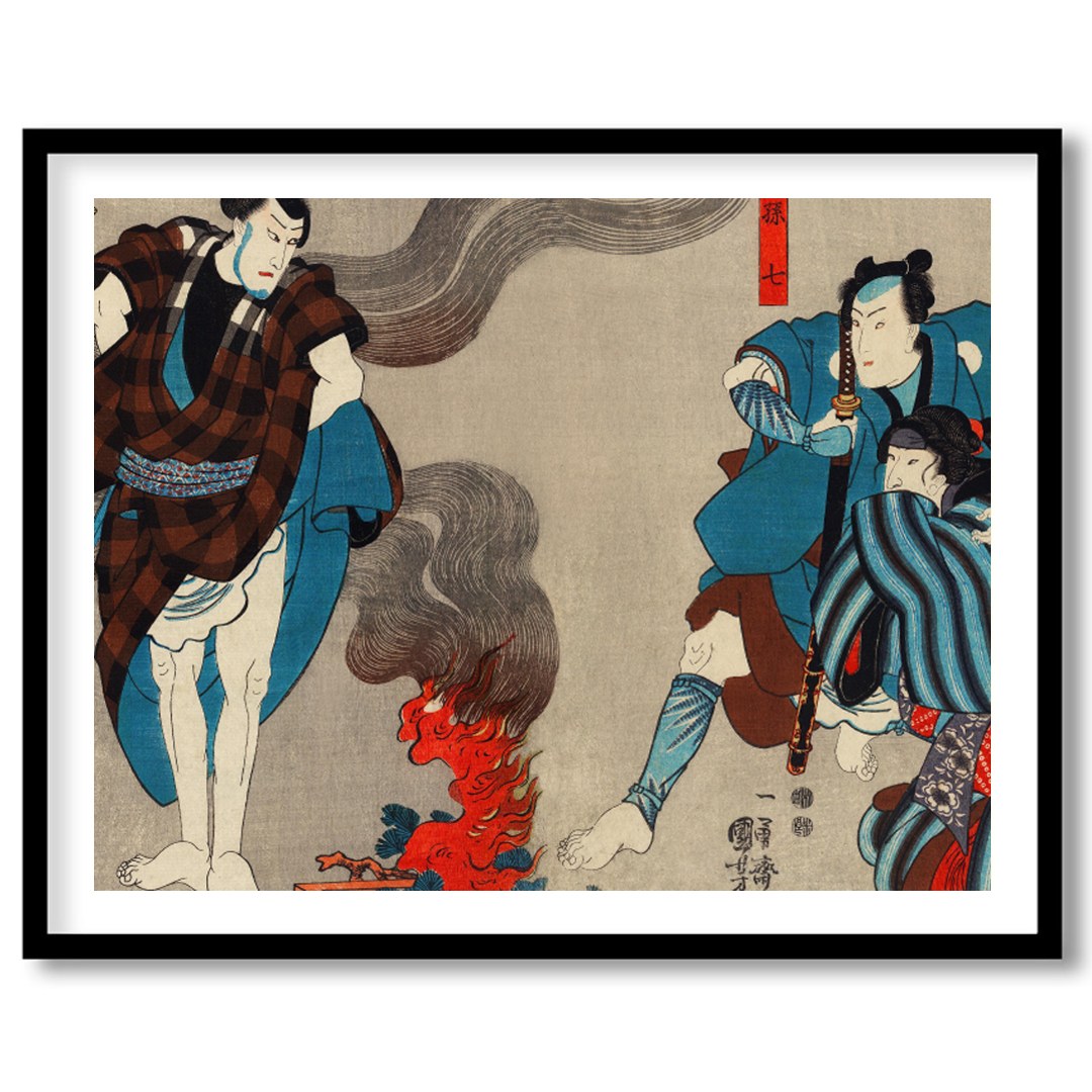 Experience the power of historical samurai culture with this captivating Ukiyo-e art piece. for room
