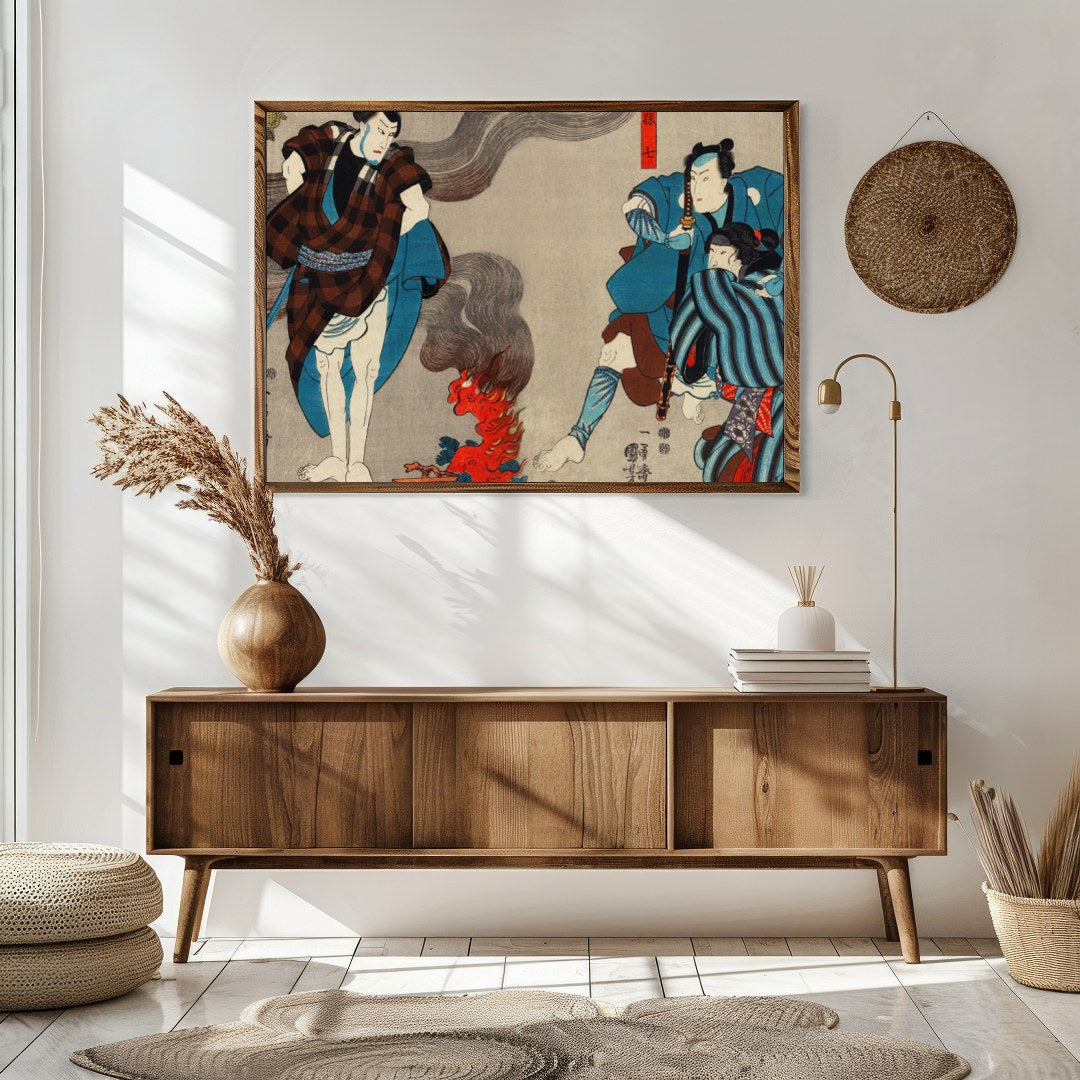 Experience the power of historical samurai culture with this captivating Ukiyo-e art piece. for Sitting Area