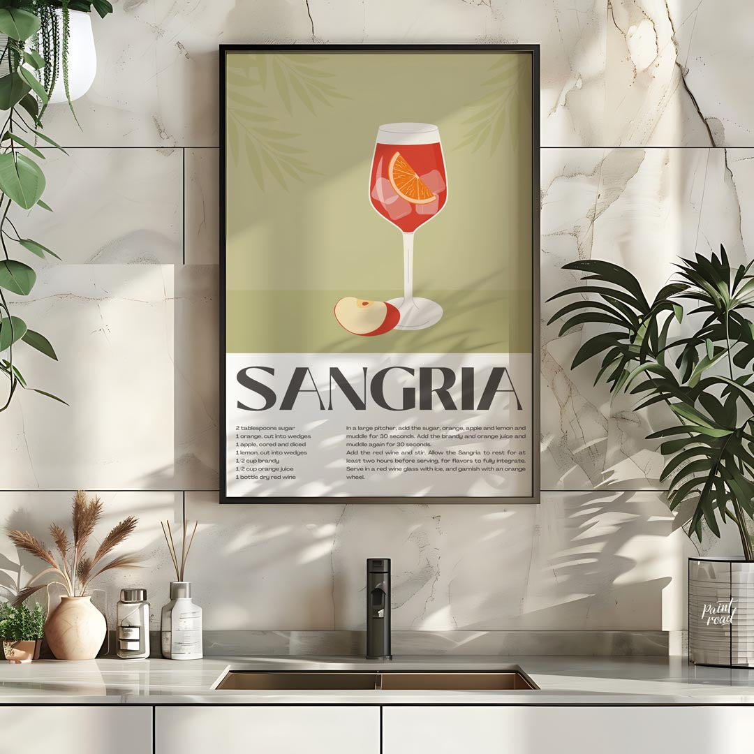 This delightful poster captures the essence of summer with a vibrant illustration of Sangria, compl… for kitchen