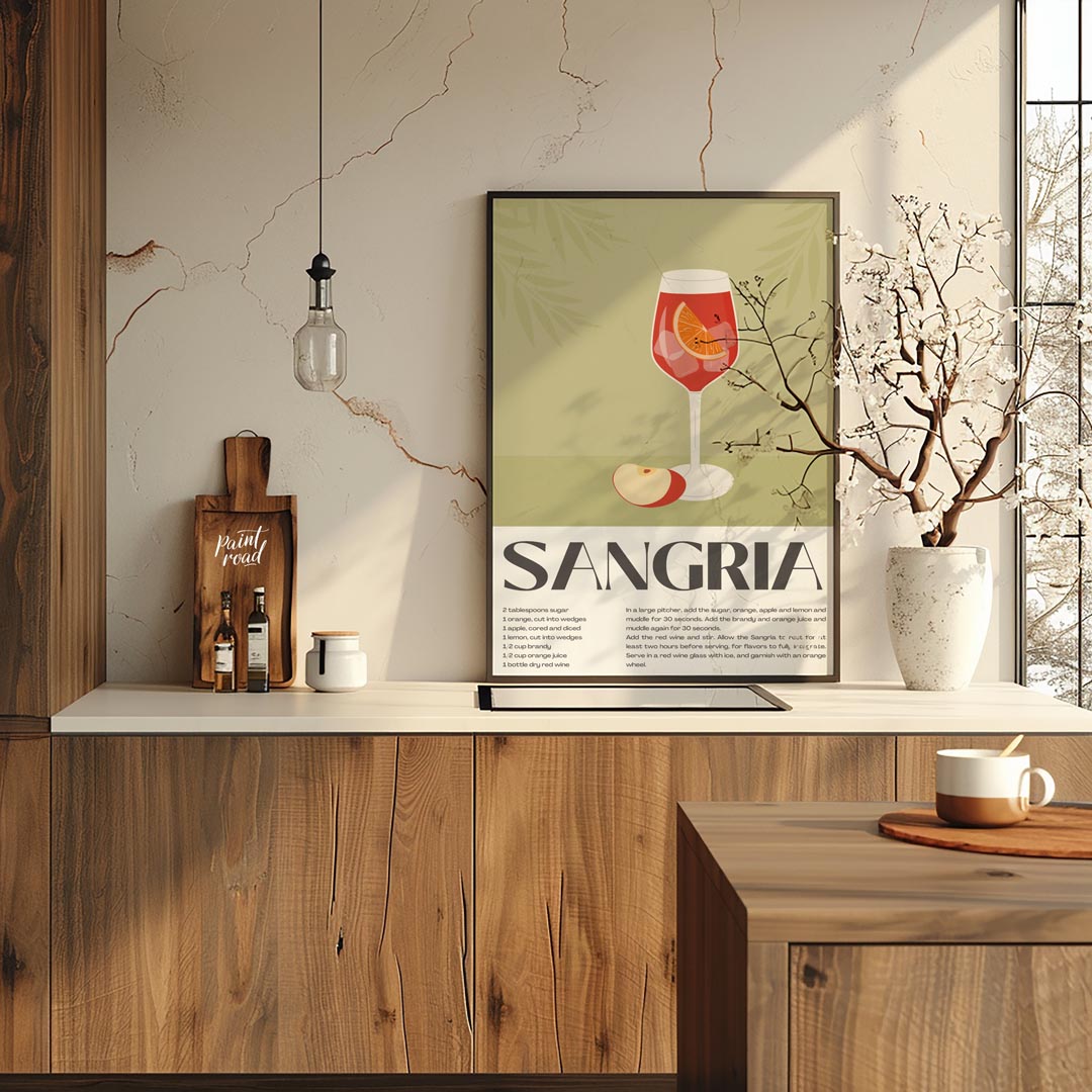 This delightful poster captures the essence of summer with a vibrant illustration of Sangria, compl… for kitchen