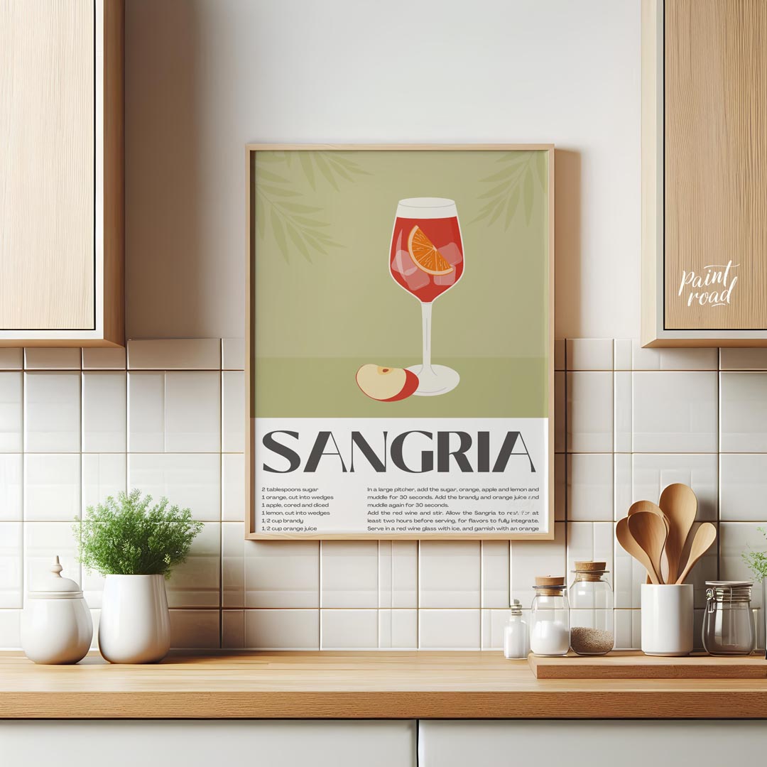 This delightful poster captures the essence of summer with a vibrant illustration of Sangria, compl… for kitchen