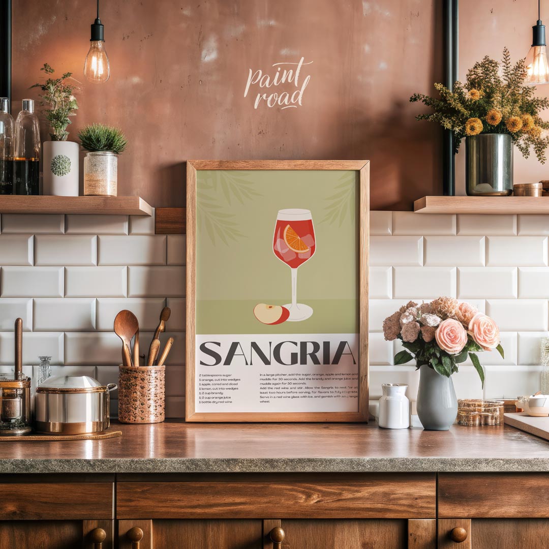 This delightful poster captures the essence of summer with a vibrant illustration of Sangria, compl… for kitchen