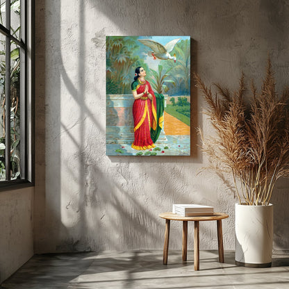Immerse yourself in the timeless elegance of this traditional scene, where a serene woman dressed for Entrance