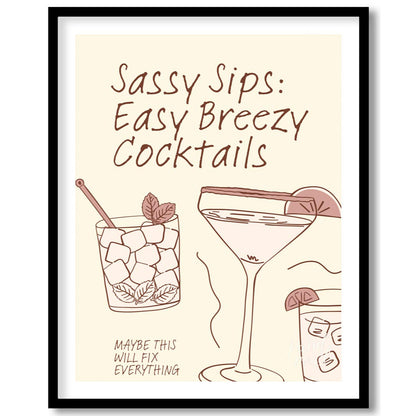 A charming hand-drawn illustration featuring three refreshing cocktails, each with its own unique f… for sweet home