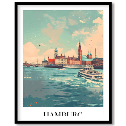 This stunning piece captures the vibrant essence of Hamburg's iconic harbor, showcasing its for kitchen