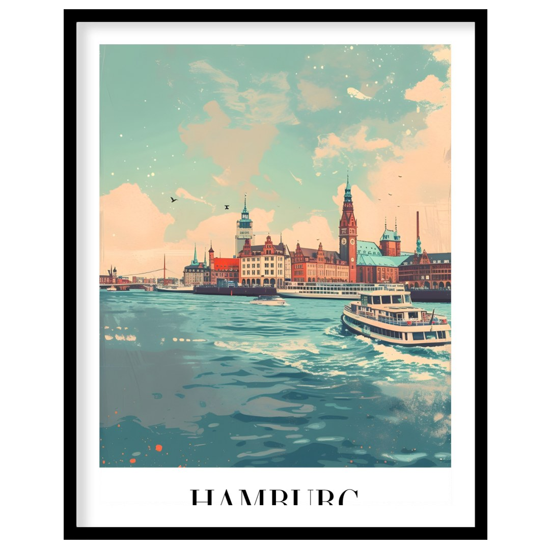 This stunning piece captures the vibrant essence of Hamburg's iconic harbor, showcasing its for kitchen