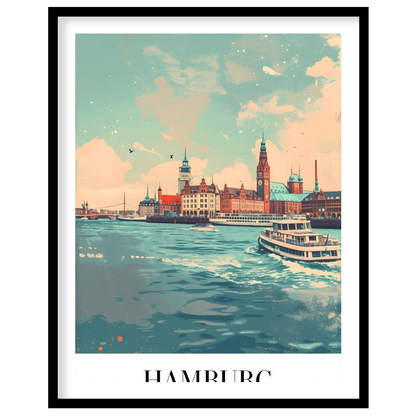This stunning piece captures the vibrant essence of Hamburg's iconic harbor, showcasing its for kitchen