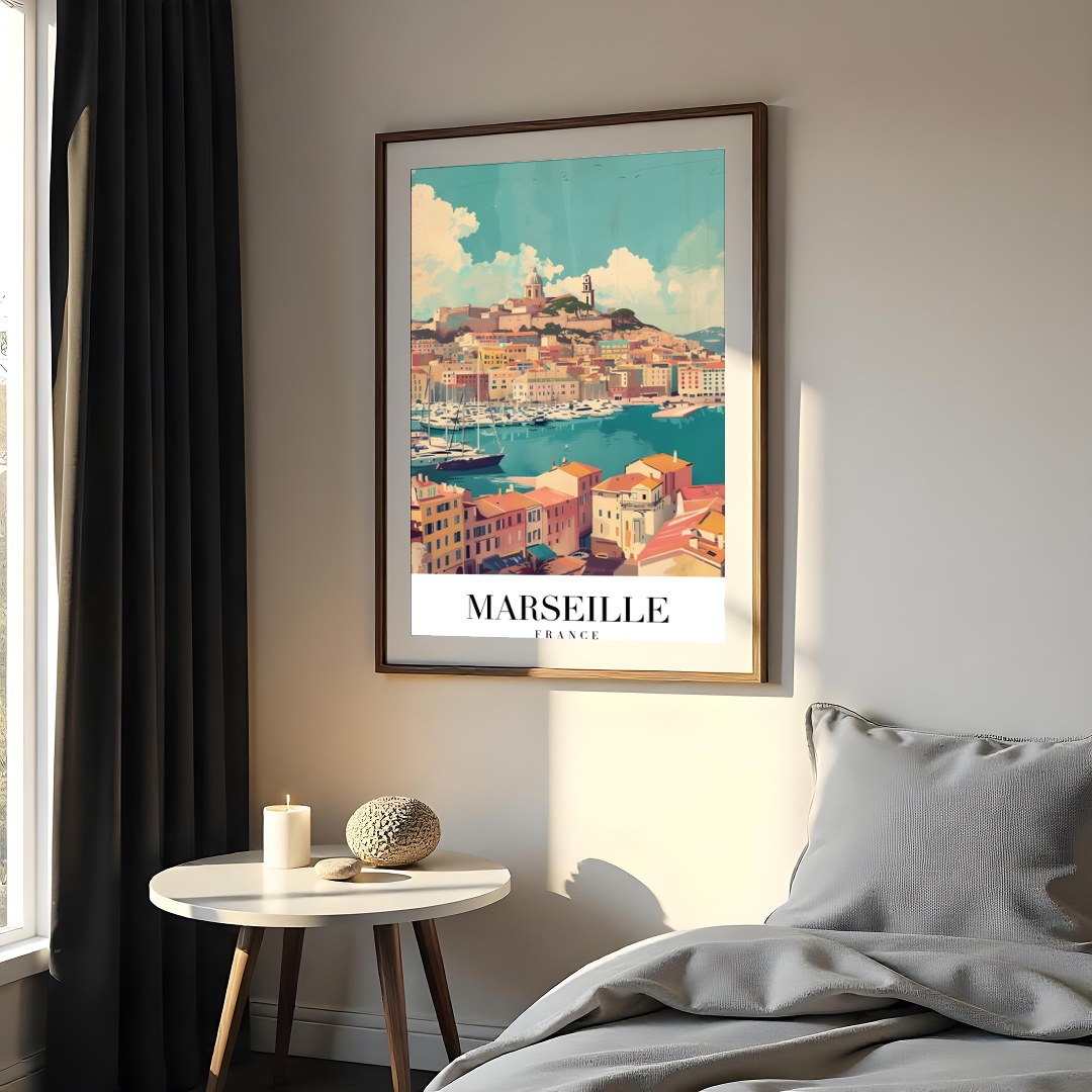 Immerse yourself in the vibrant beauty of Marseille with this captivating artwork. Featuring the for Bedroom