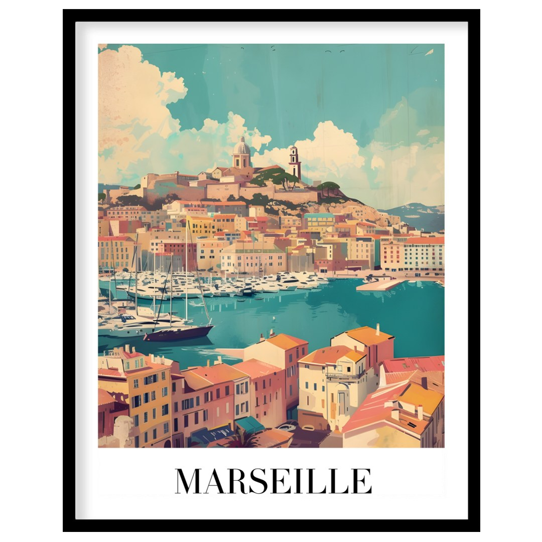 Immerse yourself in the vibrant beauty of Marseille with this captivating artwork. Featuring the for gallery
