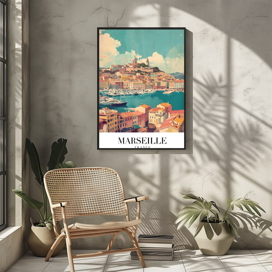 Immerse yourself in the vibrant beauty of Marseille with this captivating artwork. Featuring the for Sitting Area