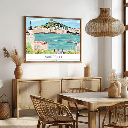 Immerse yourself in the vibrant charm of Marseille with this captivating artwork. The piece for Dining