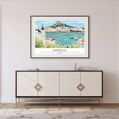 Immerse yourself in the vibrant charm of Marseille with this captivating artwork. The piece for Foyer