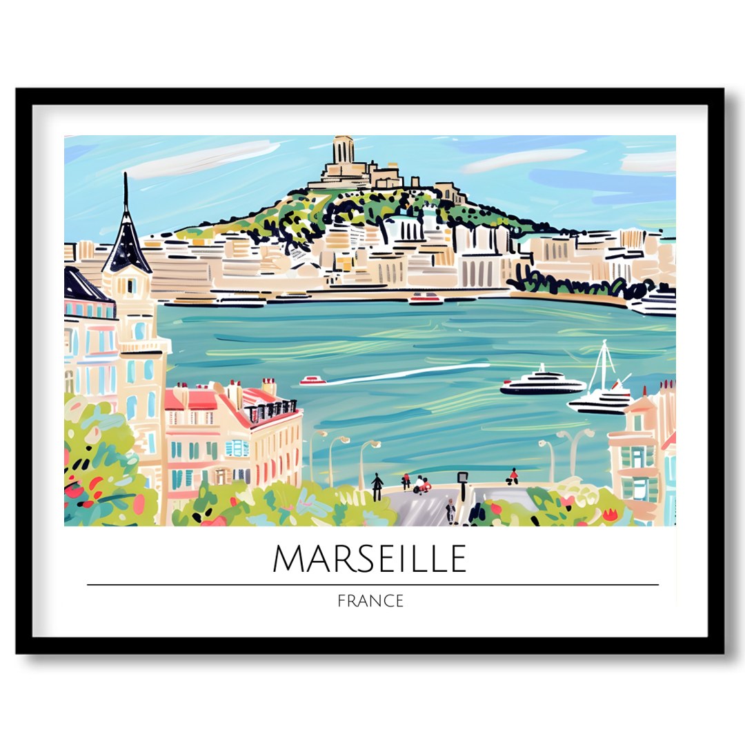 Immerse yourself in the vibrant charm of Marseille with this captivating artwork. The piece for residence