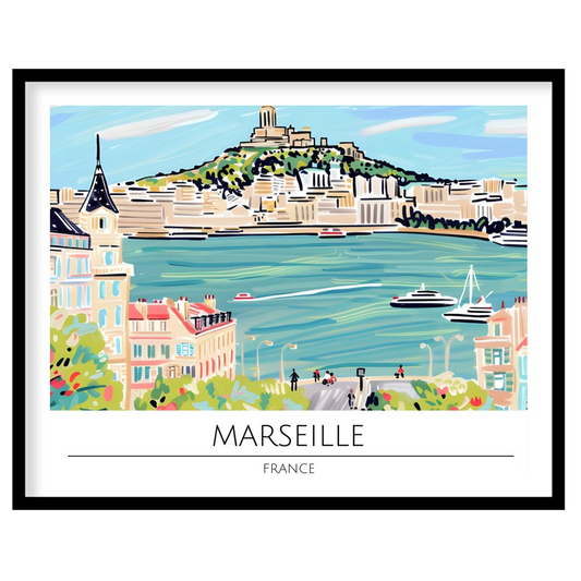 Immerse yourself in the vibrant charm of Marseille with this captivating artwork. The piece for residence