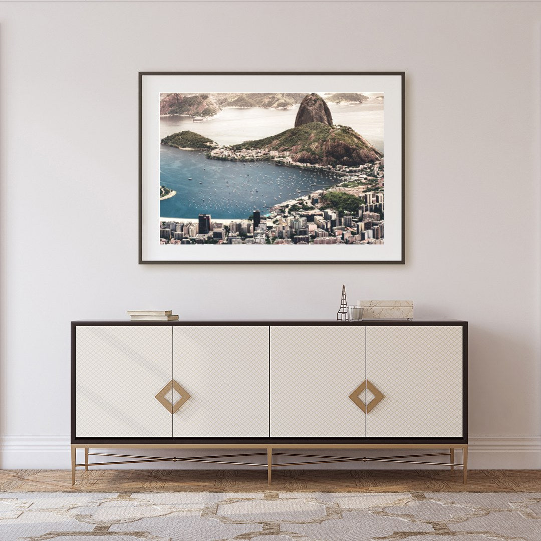 Immerse yourself in the breathtaking beauty of Rio de Janeiro's iconic coastline. This artwork for Foyer
