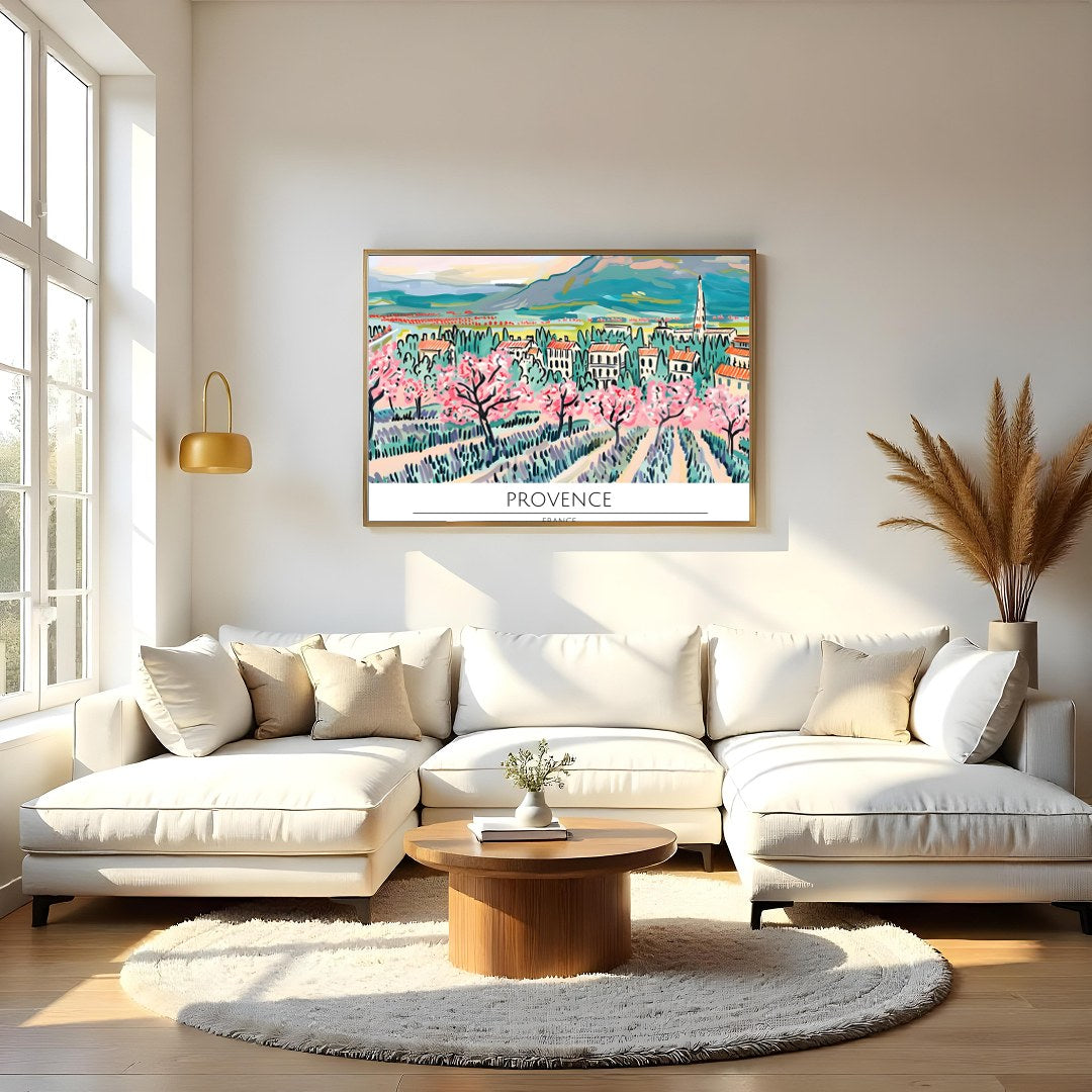 Elevate your living space with this exquisitely vibrant portrayal of Provence in spring. The for Living Room