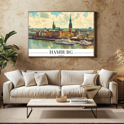 Capture the charm of Hamburg with this stunning skyline artwork, perfect for those with a love for for Family Room