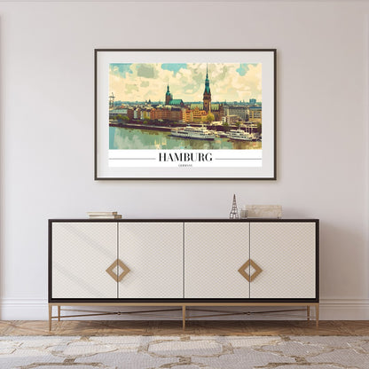 Capture the charm of Hamburg with this stunning skyline artwork, perfect for those with a love for for Foyer