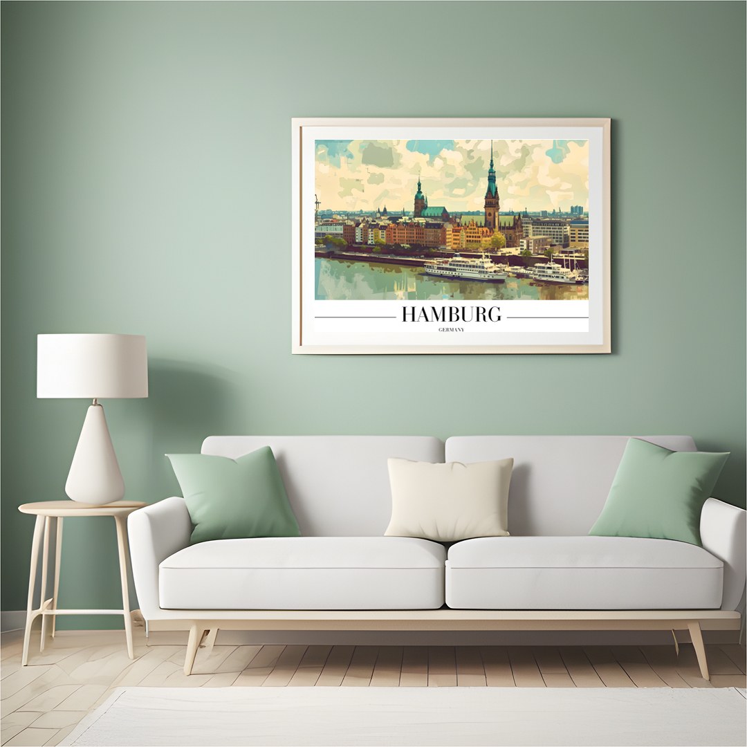 Capture the charm of Hamburg with this stunning skyline artwork, perfect for those with a love for for Hall