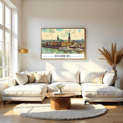 Capture the charm of Hamburg with this stunning skyline artwork, perfect for those with a love for for Living Room