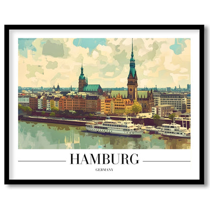 Capture the charm of Hamburg with this stunning skyline artwork, perfect for those with a love for for room