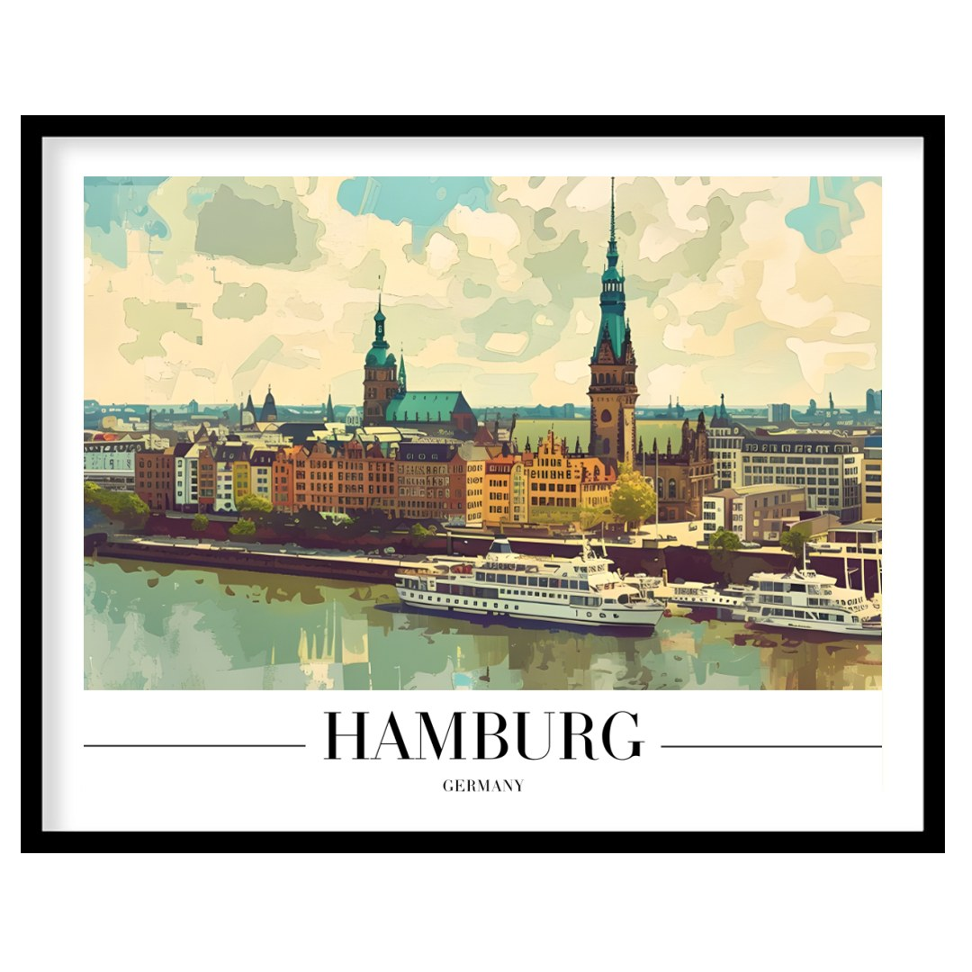 Capture the charm of Hamburg with this stunning skyline artwork, perfect for those with a love for for room