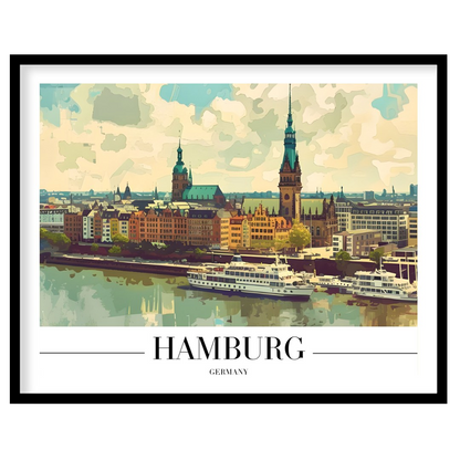 Capture the charm of Hamburg with this stunning skyline artwork, perfect for those with a love for for room