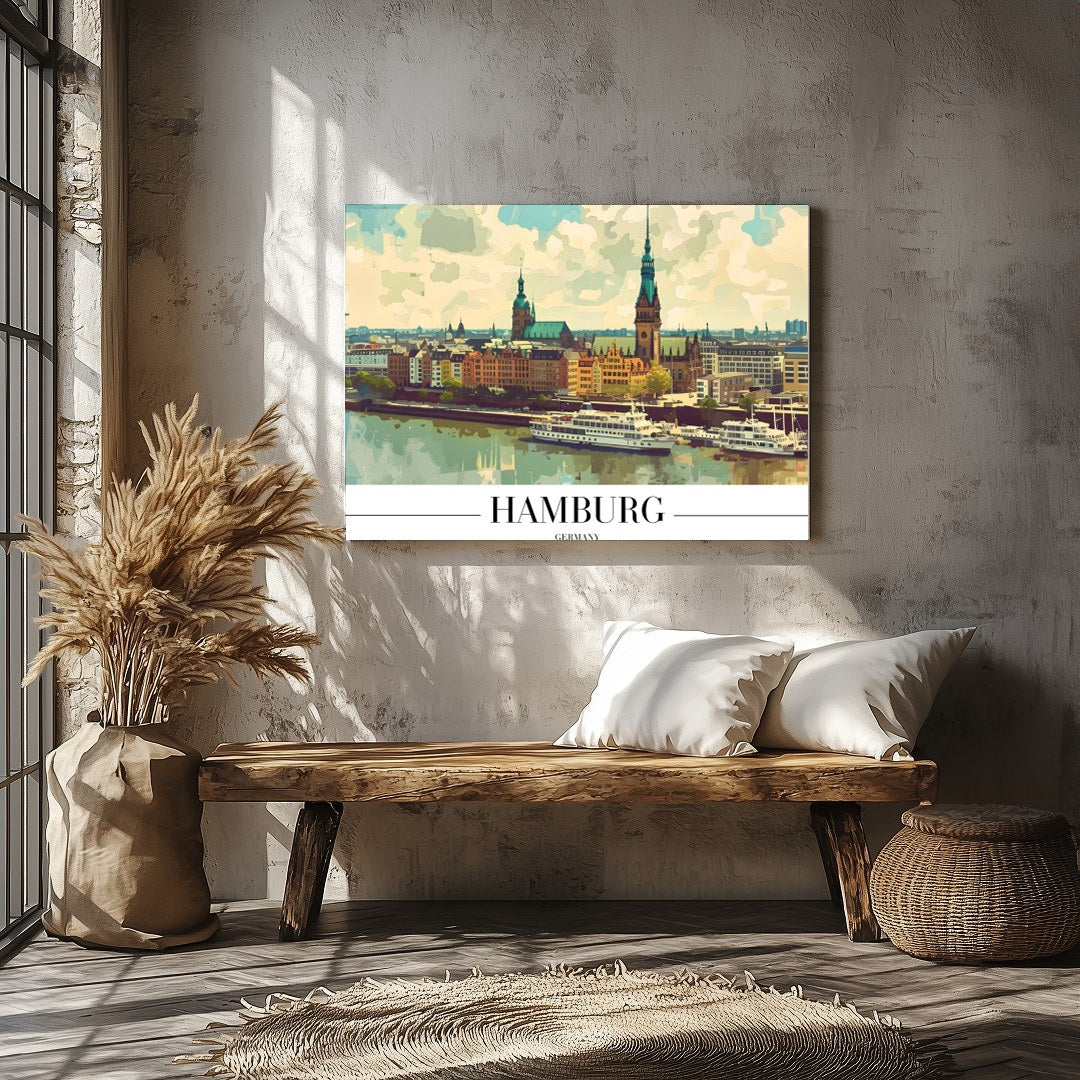 Capture the charm of Hamburg with this stunning skyline artwork, perfect for those with a love for for Veranda