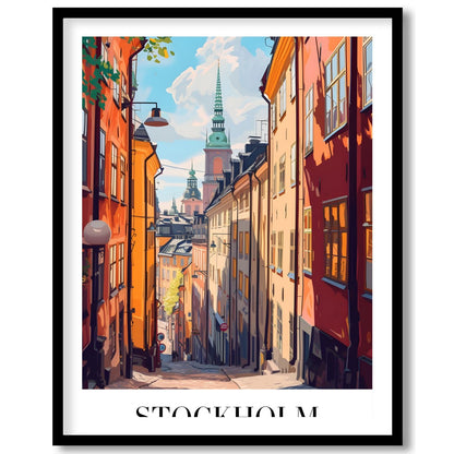 Capture the charm of Stockholm's vibrant streets with this exquisite artwork. Perfectly blending for area
