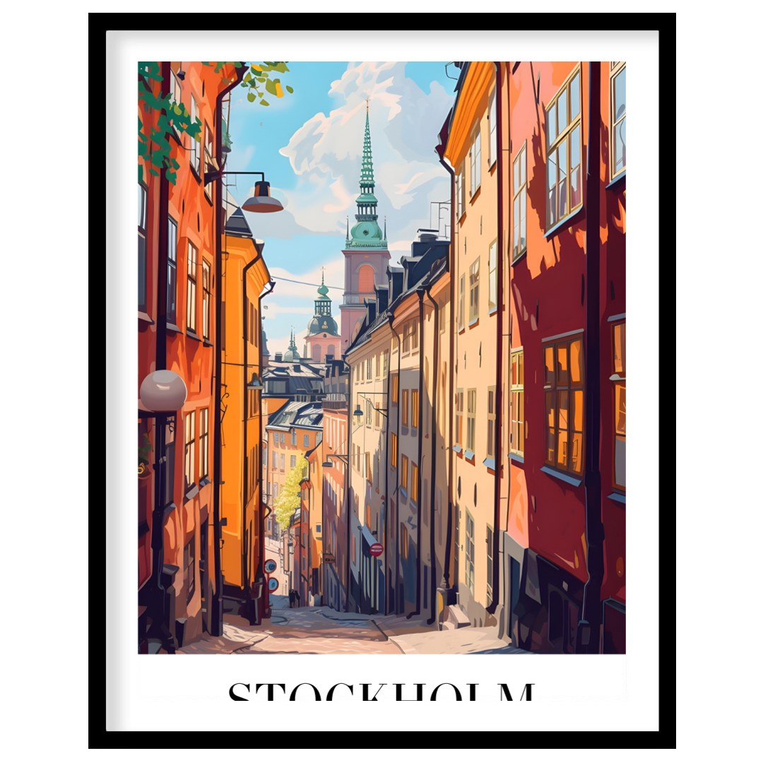 Capture the charm of Stockholm's vibrant streets with this exquisite artwork. Perfectly blending for area