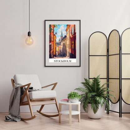 Capture the charm of Stockholm's vibrant streets with this exquisite artwork. Perfectly blending for Foyer