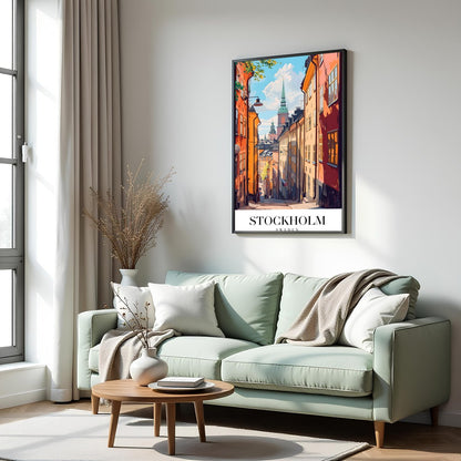 Capture the charm of Stockholm's vibrant streets with this exquisite artwork. Perfectly blending for Hall