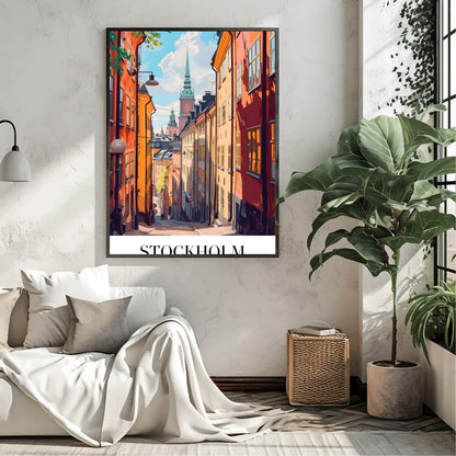 Capture the charm of Stockholm's vibrant streets with this exquisite artwork. Perfectly blending for Living Room