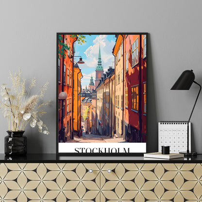 Capture the charm of Stockholm's vibrant streets with this exquisite artwork. Perfectly blending for Shelf